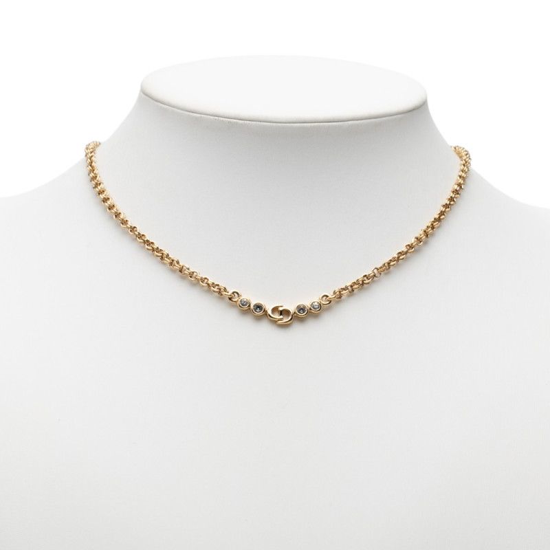 Dior CD Logo Chain Pendant Gold Plated Rhinestone — view 4