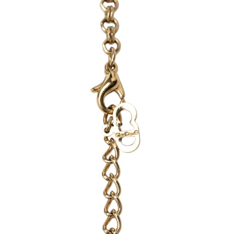 Dior CD Logo Chain Pendant Gold Plated Rhinestone — view 3