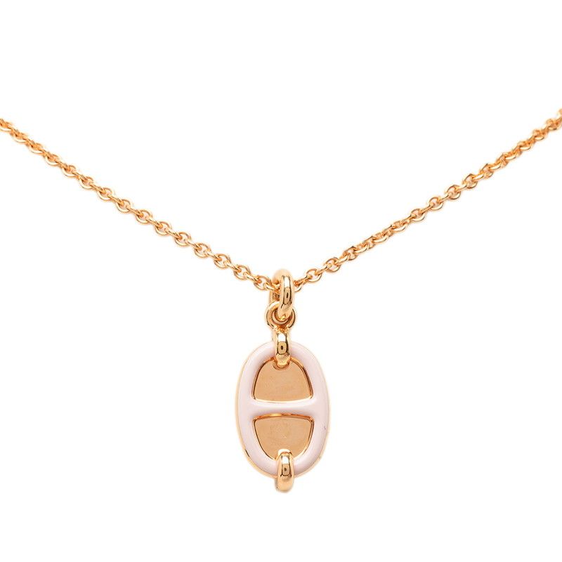 Hermes Mini Maillon PM Necklace Gold Pink Plated