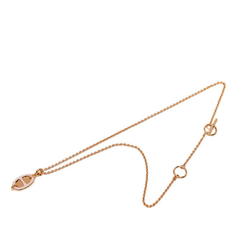 Hermes Mini Maillon PM Necklace Gold Pink Plated — view 3