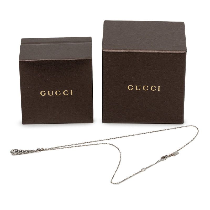 Gucci Diamantissima Drop Necklace 18k White Gold — view 7