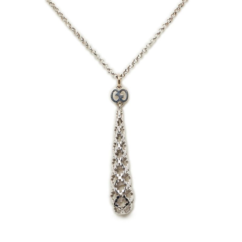 Gucci Diamantissima Drop Necklace 18k White Gold