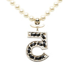 Chanel CC Logo Necklace Gold Black Plated Faux Pearl Rhinestone — view 2