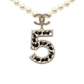 Chanel CC Logo Necklace Gold Black Plated Faux Pearl Rhinestone