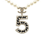 Chanel CC Logo Necklace Gold Black Plated Faux Pearl Rhinestone