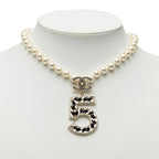 Chanel CC Logo Necklace Gold Black Plated Faux Pearl Rhinestone — view 7