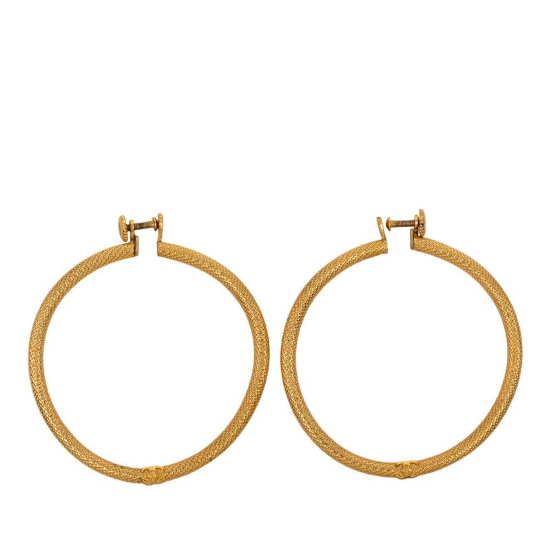 Chanel CC Logo Vintage Earrings Gold Plated — view 2