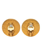Chanel CC Logo Vintage Round Earrings Gold Plated Faux Pearl — view 2