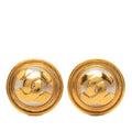 Chanel CC Logo Vintage Round Earrings Gold Plated Faux Pearl