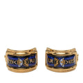 Hermes Enamel Cloisonne Earrings Gold Purple Plated