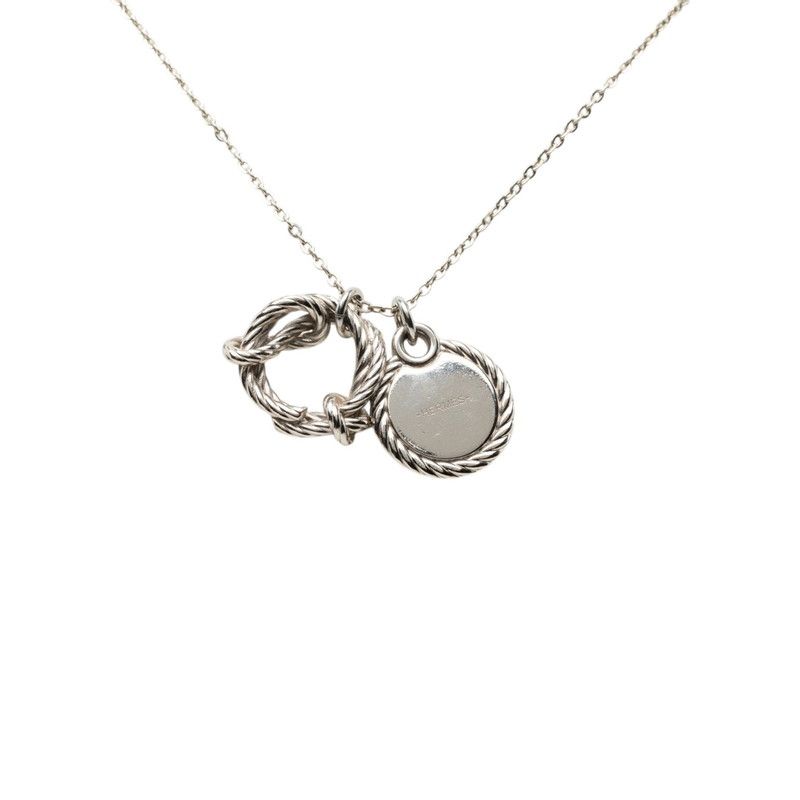 Hermes Cordage Rope Necklace Silver Metal — view 2