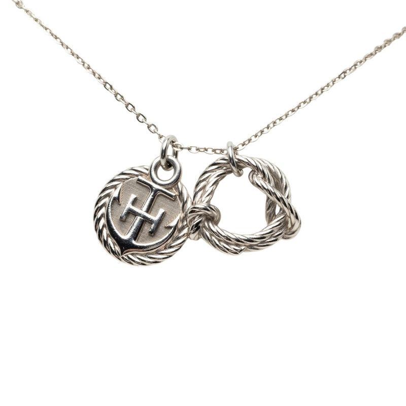 Hermes Cordage Rope Necklace Silver Metal