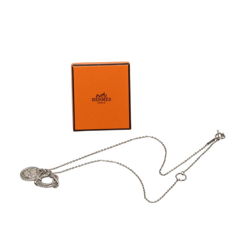 Hermes Cordage Rope Necklace Silver Metal — view 8