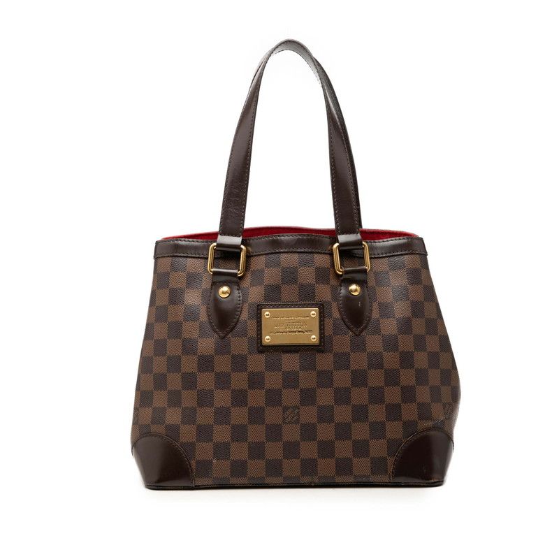 Louis Vuitton Damier Hampstead PM Tote Bag Brown Leather