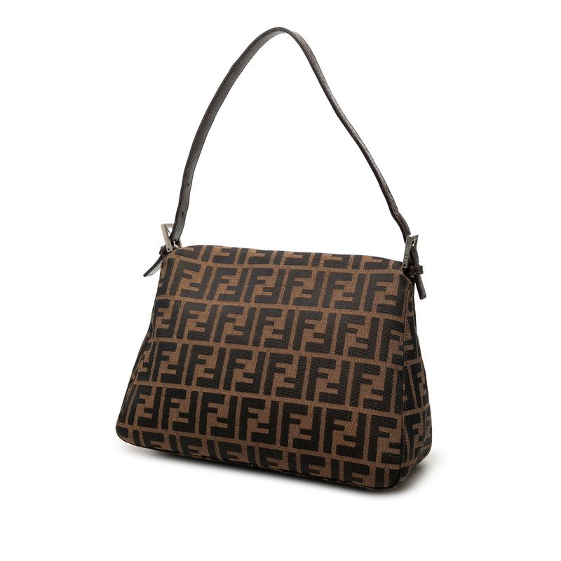 Fendi Zucca Shoulder Bag Brown Black Canvas Leather — view 2