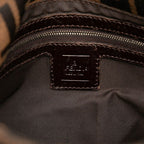 Fendi Zucca Shoulder Bag Brown Black Canvas Leather — view 5
