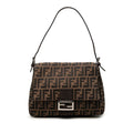Fendi Zucca Shoulder Bag Brown Black Canvas Leather