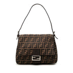 Fendi Zucca Shoulder Bag Brown Black Canvas Leather