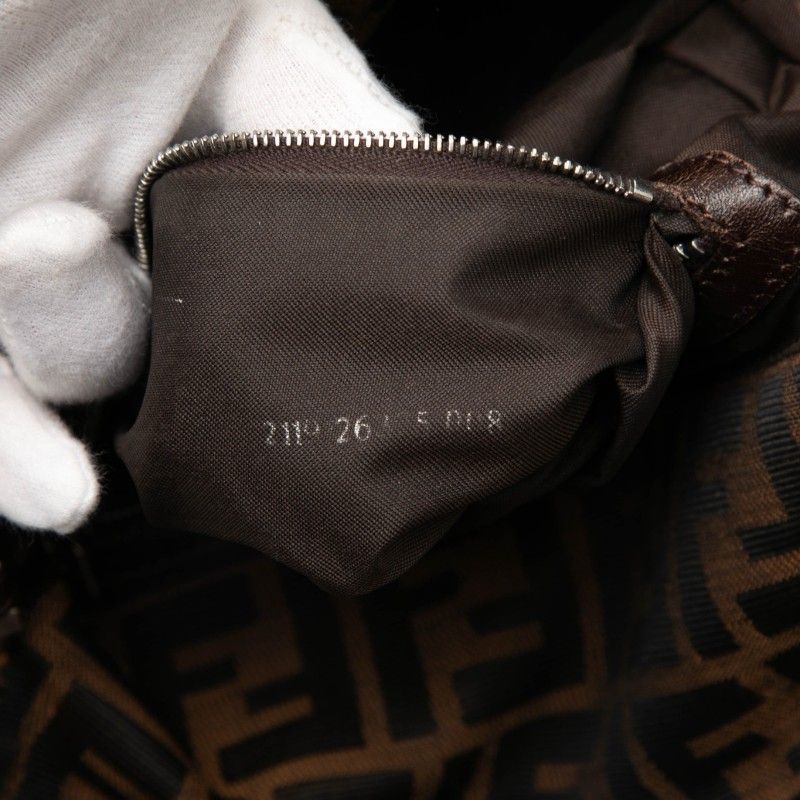 Fendi Zucca Shoulder Bag Brown Black Canvas Leather — view 6