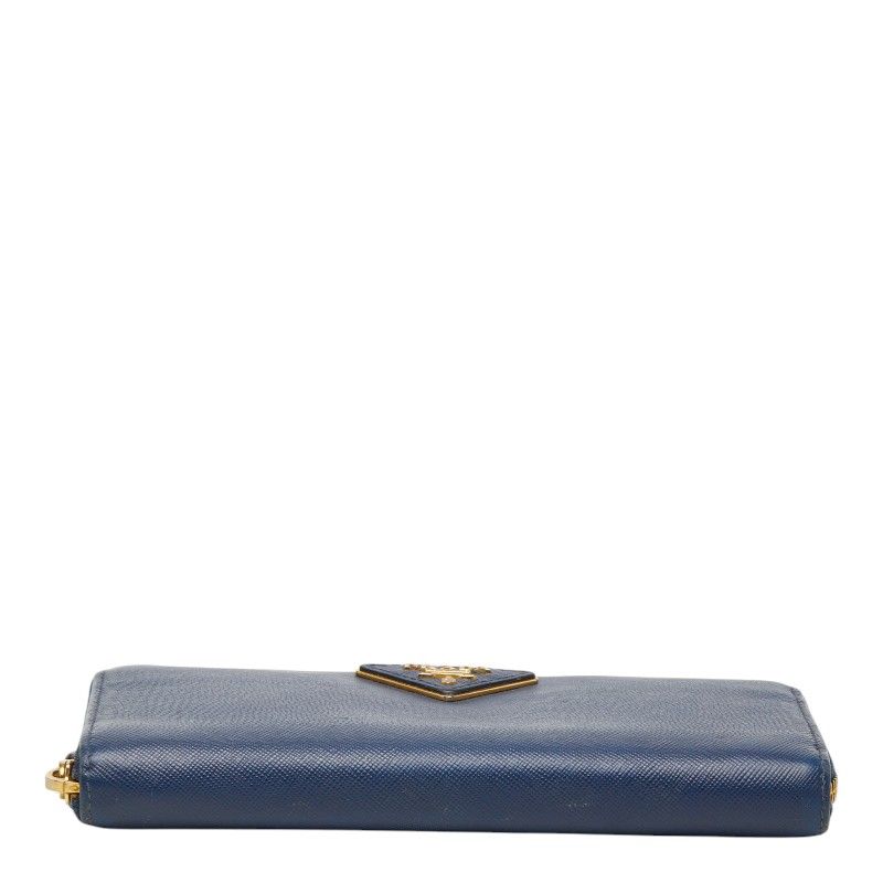 Prada Zip Around Wallet Navy Saffiano Leather — view 3