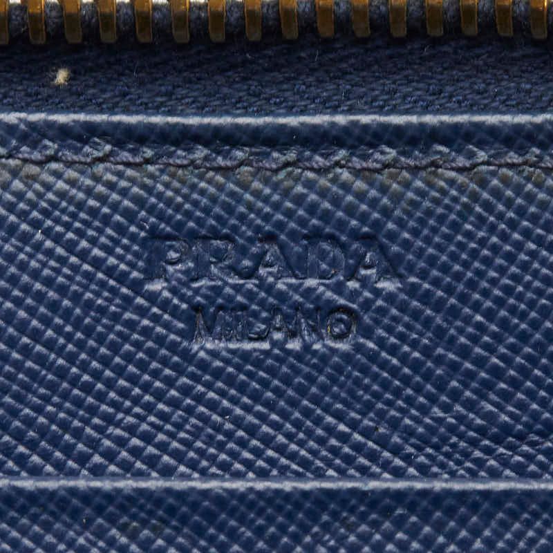 Prada Zip Around Wallet Navy Saffiano Leather — view 8