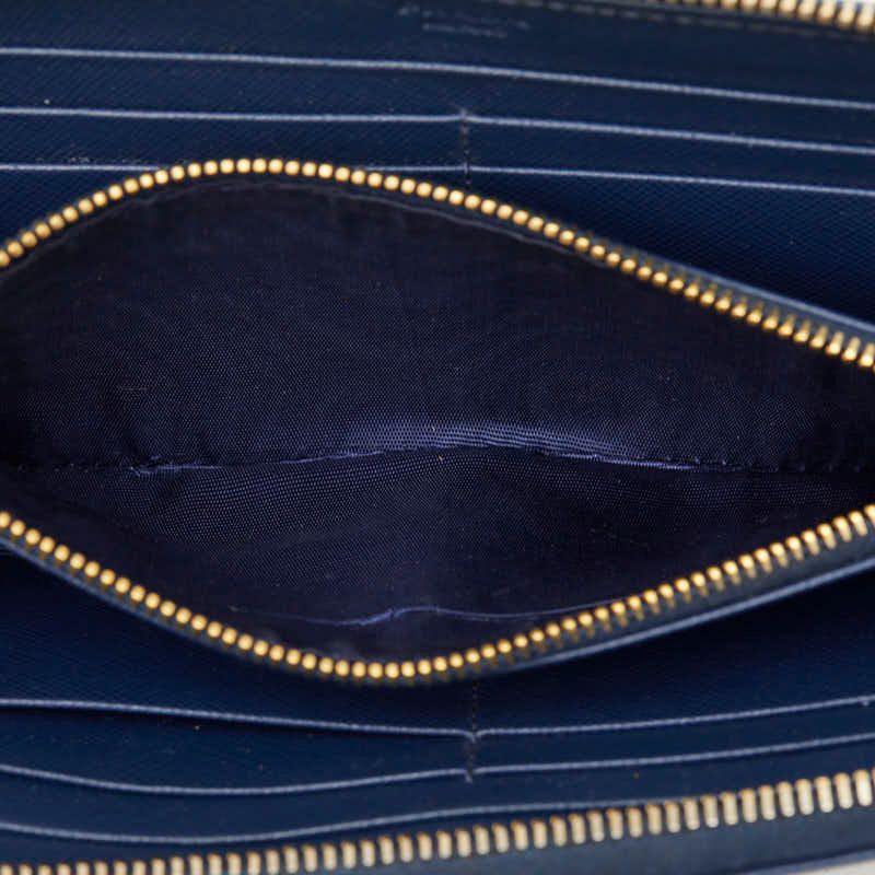 Prada Zip Around Wallet Navy Saffiano Leather — view 7