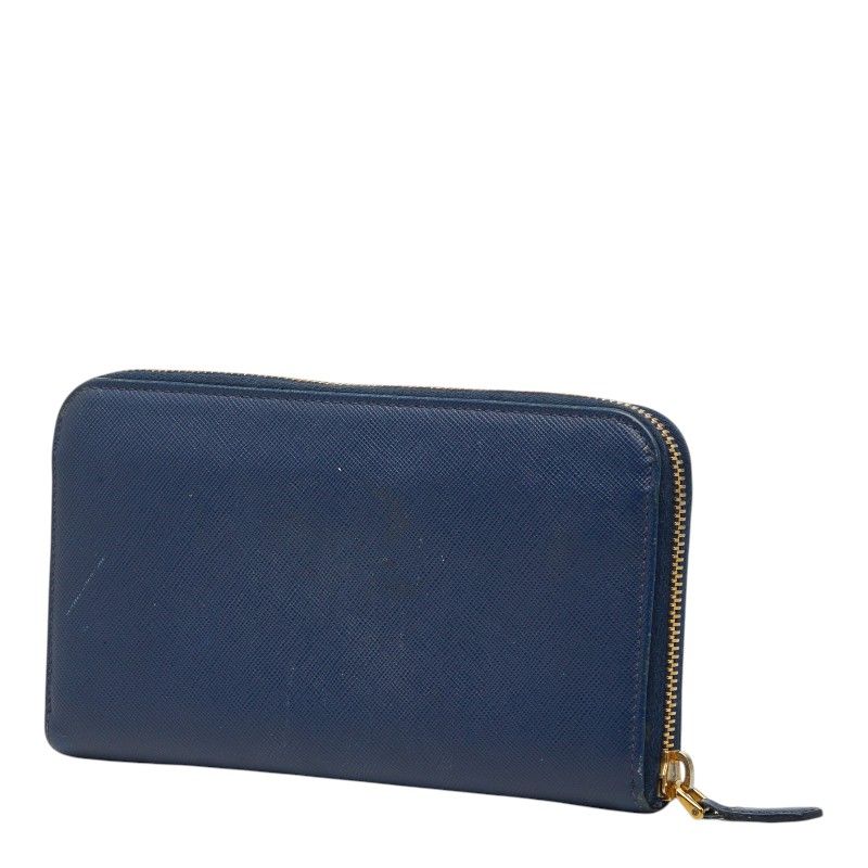 Prada Zip Around Wallet Navy Saffiano Leather — view 2
