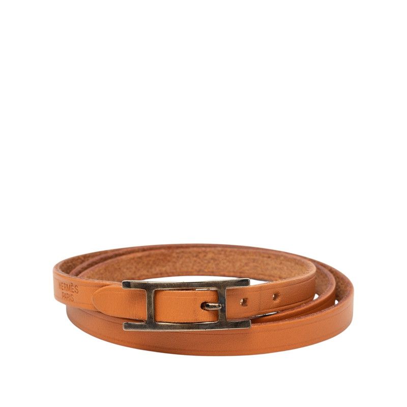 Hermes Hapi Triple Strand Bracelet Brown Leather