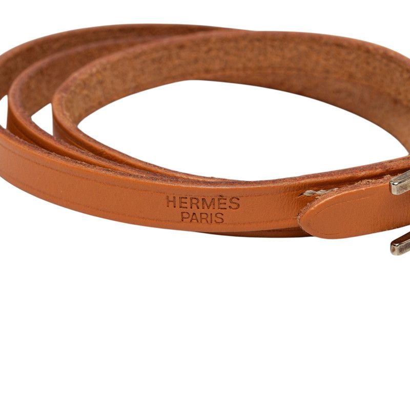 Hermes Hapi Triple Strand Bracelet Brown Leather — view 4