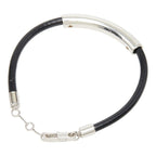 Celine Logo Tube Bracelet Black Silver Metal Leather — view 2