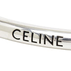 Celine Logo Tube Bracelet Black Silver Metal Leather — view 3