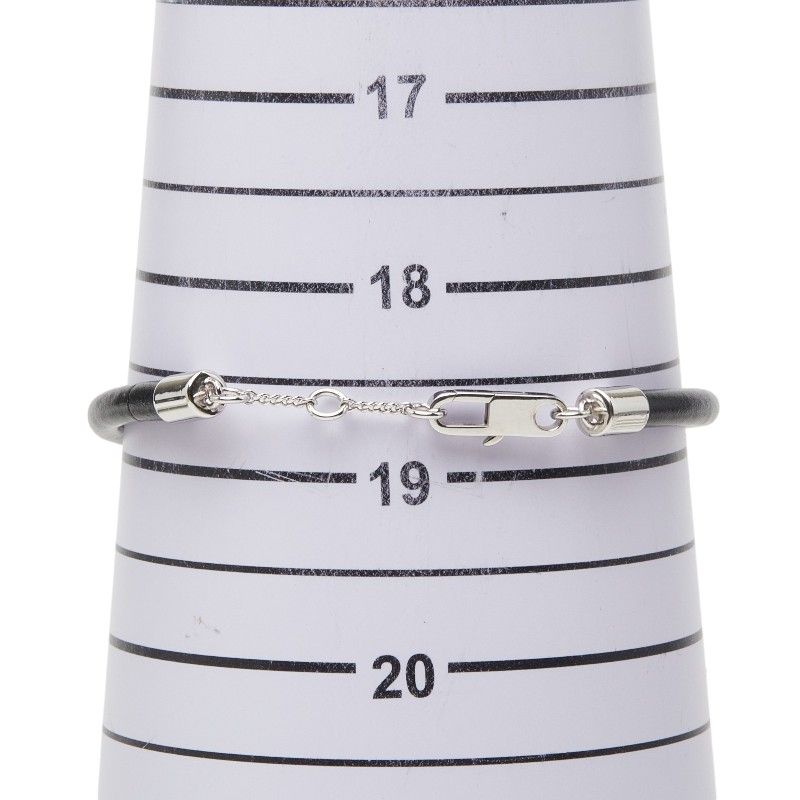 Celine Logo Tube Bracelet Black Silver Metal Leather — view 5
