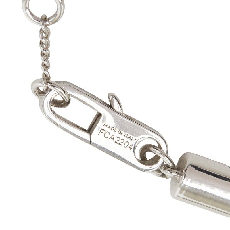 Celine Logo Tube Bracelet Black Silver Metal Leather — view 4