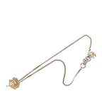 Chanel CC Logo Clover Motif Necklace Silver Beige Metal Rhinestone — view 3