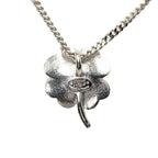 Chanel CC Logo Clover Motif Necklace Silver Beige Metal Rhinestone — view 2