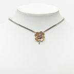 Chanel CC Logo Clover Motif Necklace Silver Beige Metal Rhinestone — view 5