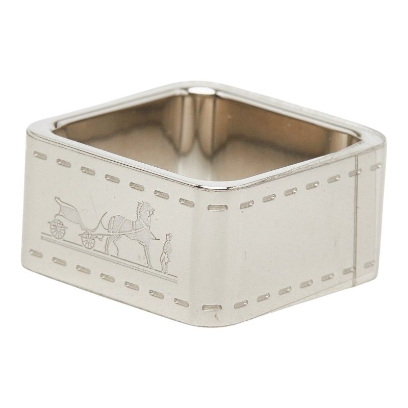 Hermes Bolduc Square Scarf Ring Silver Metal — view 2