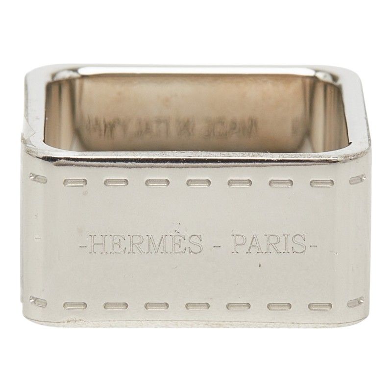 Hermes Bolduc Square Scarf Ring Silver Metal — view 4