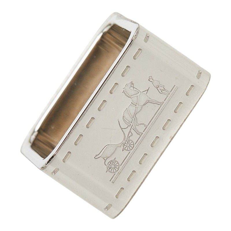 Hermes Bolduc Square Scarf Ring Silver Metal — view 3