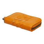 Bottega Veneta Intrecciato Zip Around Coin Purse Orange Brown Leather — view 4