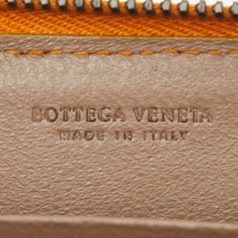 Bottega Veneta Intrecciato Zip Around Coin Purse Orange Brown Leather — view 8