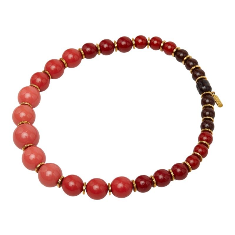 Saint Laurent San Rolan Sphere Abbey's Necklace Red Pink Plastic Plated — view 2