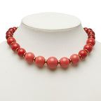 Saint Laurent San Rolan Sphere Abbey's Necklace Red Pink Plastic Plated