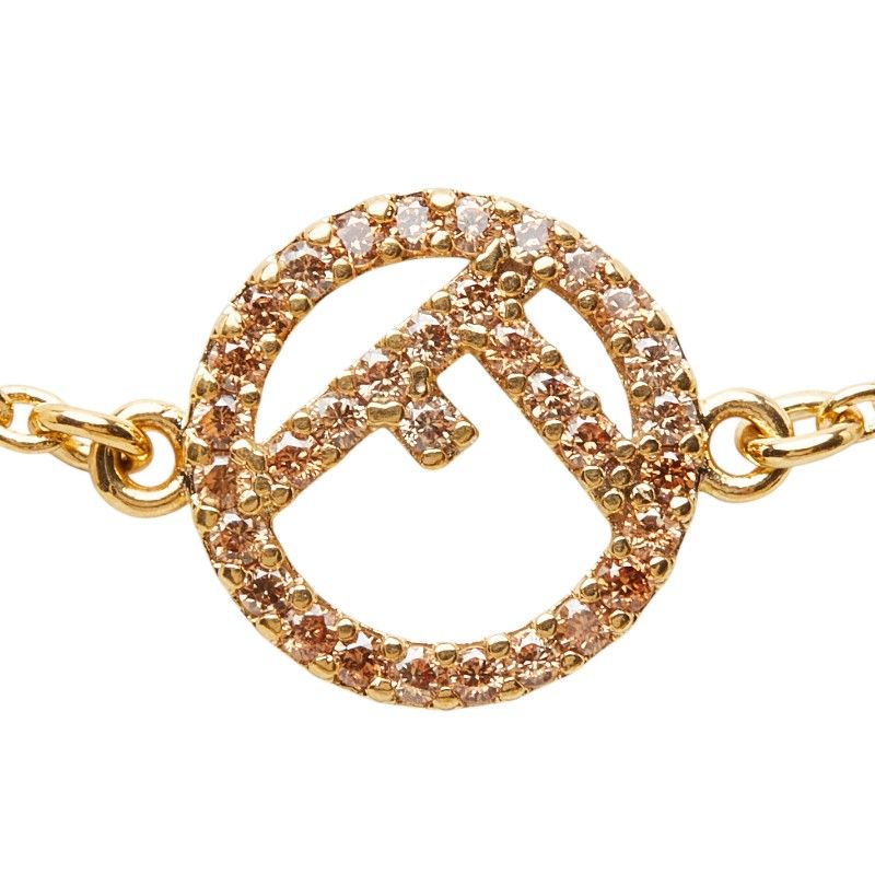 Fendi Chain Pendant Gold Plated Rhinestone