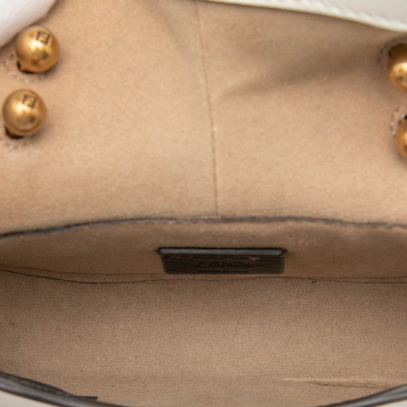 Fendi Camon Nano Crossbody Shoulder Bag White Leather — view 4