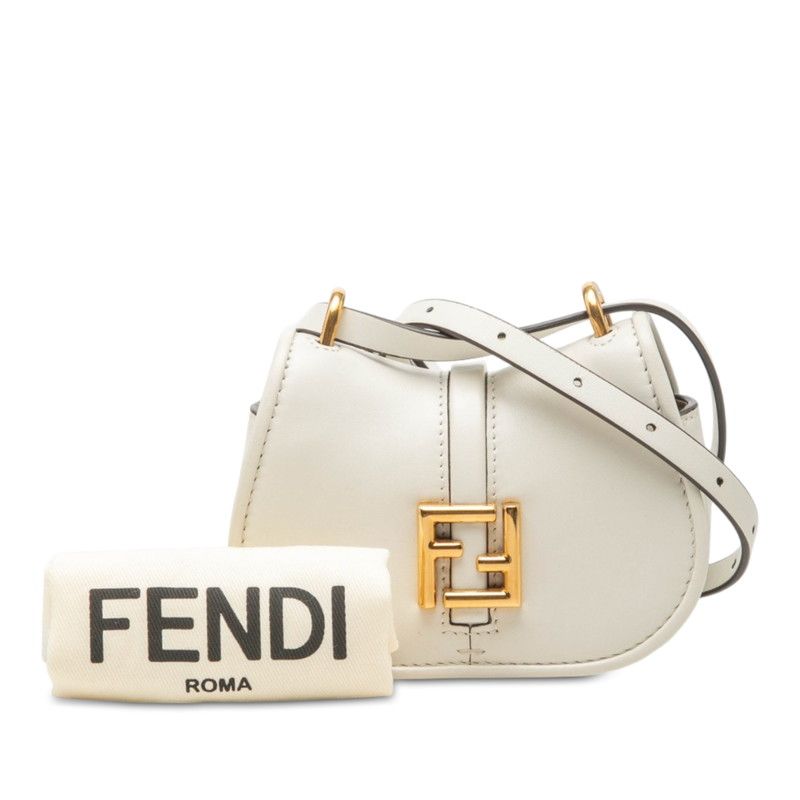 Fendi Camon Nano Crossbody Shoulder Bag White Leather — view 7
