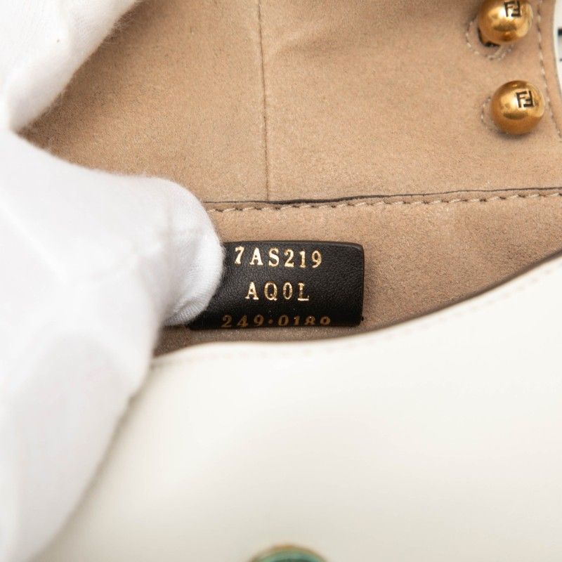 Fendi Camon Nano Crossbody Shoulder Bag White Leather — view 6