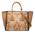 Prada 2-Way Brown White Saffiano Leather Shoulder Bag
