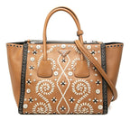 Prada 2-Way Brown White Saffiano Leather Shoulder Bag