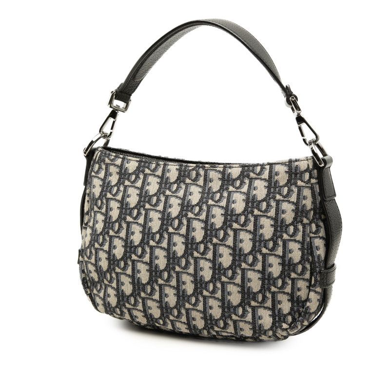 Dior Trotter Saddle 2-Way Shoulder Bag Navy Beige Canvas Leather — view 2